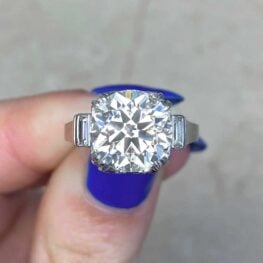 French Vintage Platinum Diamond Engagement Ring 14378 F5