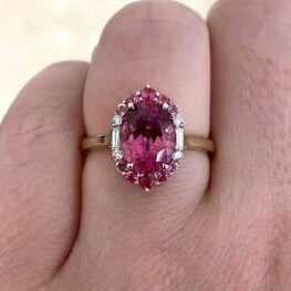 Zarya Ring featuring a 2.10 carat oval-cut pink tourmaline