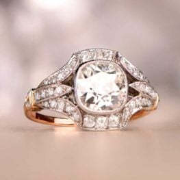 1.52ct Antique Cushion Cut Diamond Ring London Ring top View Artistic